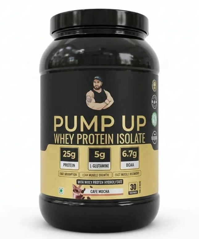 Pump Up Whey Protein Isolate - 1 Kg (2.2 Lb), Cafe Mocha | 25g Protein 💪