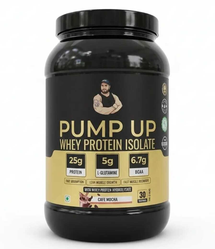 Pump Up Whey Protein Isolate - 1 Kg (2.2 Lb), Cafe Mocha | 25g Protein 💪